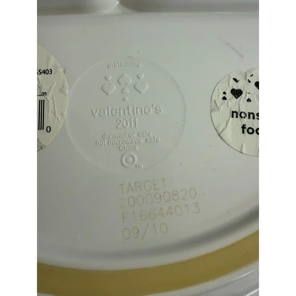 Lot of 4 Kids Divided Plates & Bowls Set Target Valentine Bear Melamine Toddler